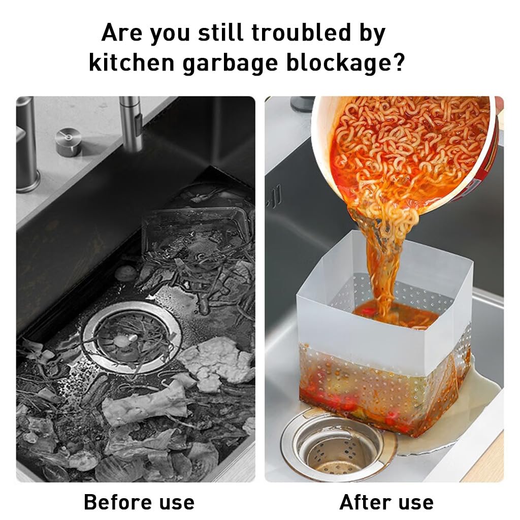 ZIBUYU Stand Up Filter Bags for Sink Straining featuring Hands Free Design and Reusable PE Mesh 60Pcs