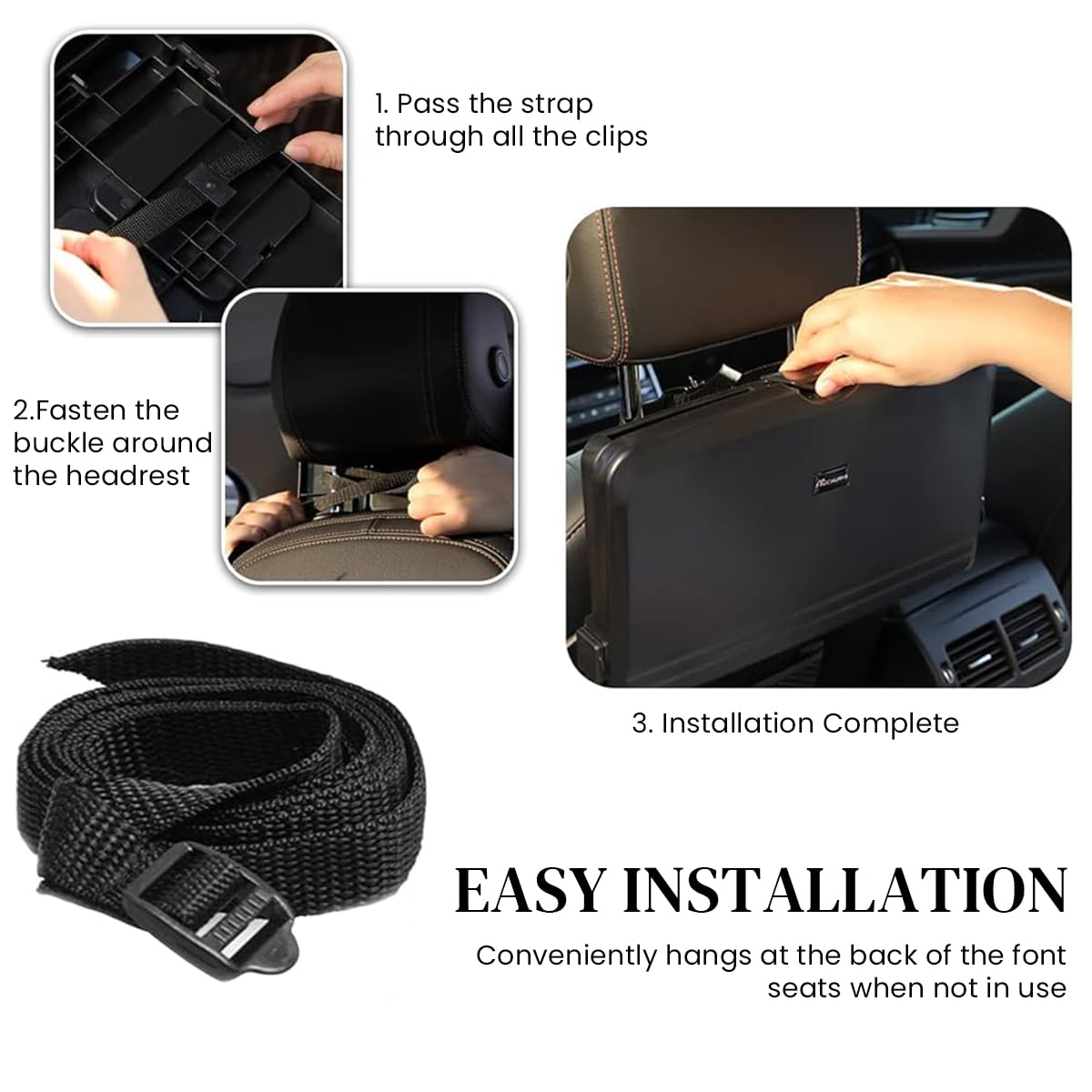 STHIRA Car Back Seat Organizer Tray for Dining and Work with Foldable Storage Hook | Black