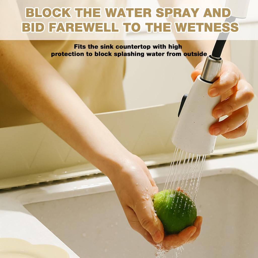 HASTHIP Sink Splash Guard for Kitchen and Bathroom featuring 19.6 in L Shape Silicone with Suction Cups