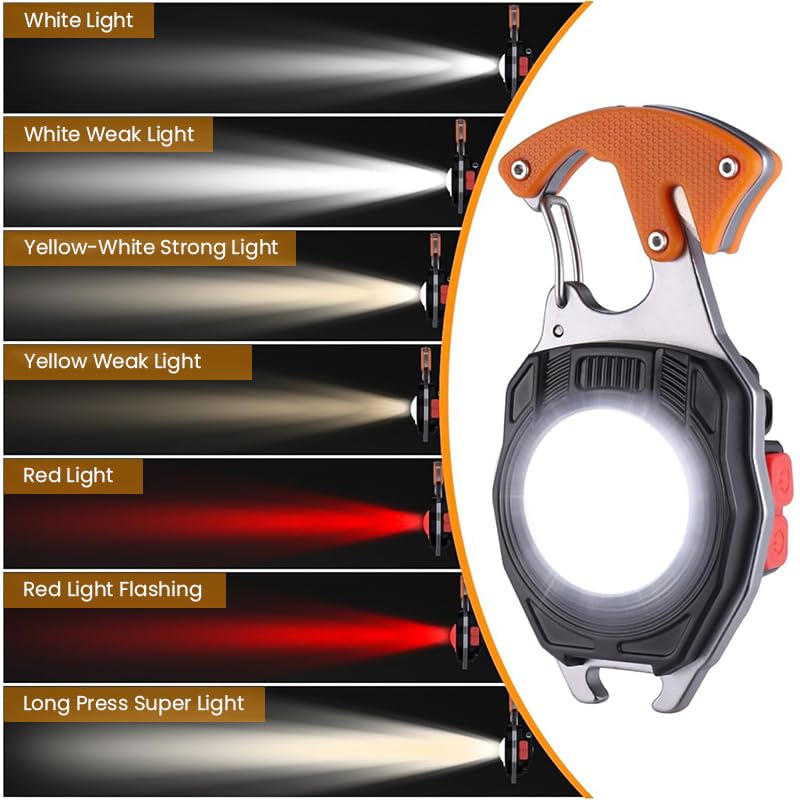 ELEPHANTBOAT Pocket Lamp for Outdoor Use with 500lm COB Light and 5 in 1 Multi Tool | USB Rechargeable