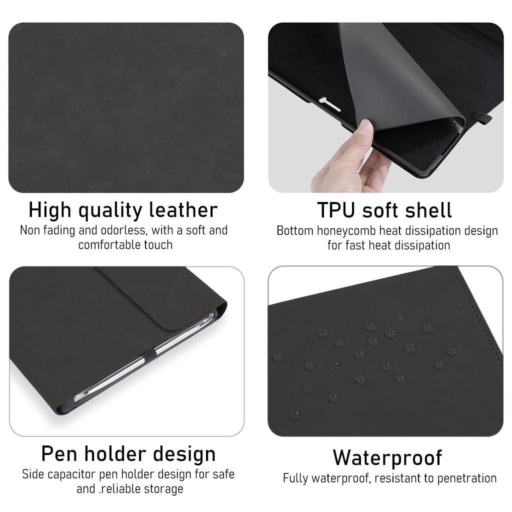 ZORBES Laptop Case for Surface Pro 9 Anti-Scratch Protective Case Fashion Solid Color TPU Case with Pen Holder, Case for Surface Pro 9, Not Include Surface Pro 9 or Keyboard or Stylus Pen, Black