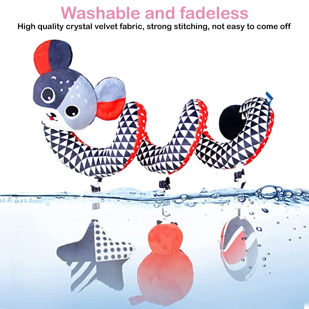 SNOWIE SOFT Hanging Toys for Babies with Mirror and Spiral Design | Plush Rattle Sensory Toy
