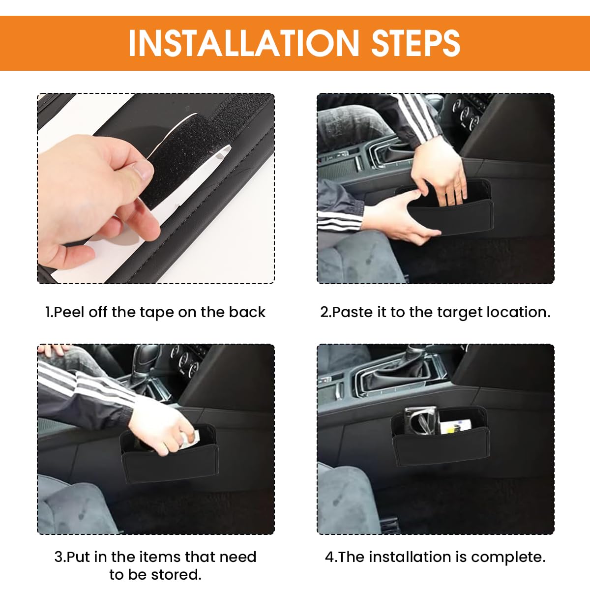 STHIRA Car Storage Organizer for Seat Side with Self Adhesive Design and PU Leather Finish