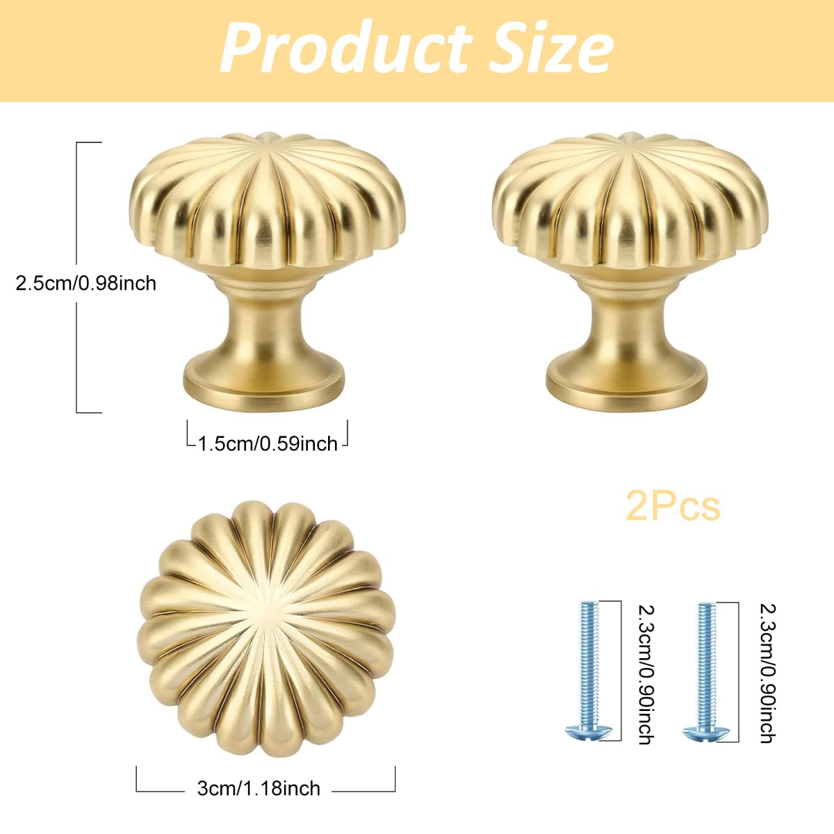 Zibuyu Cabinet Handles for Dressers and Drawers with Brushed Brass Finish | 2pcs Set