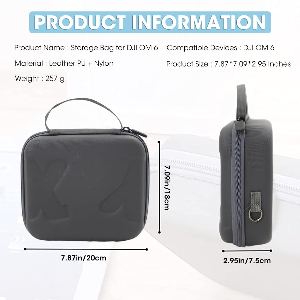 ZORBES Storage Nylon Bag for DJI Osmo Mobile 6 with Hard Shell and Shoulder Belt | Grey Travel Case