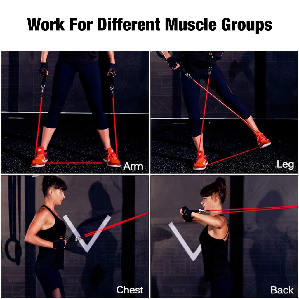 Proberos Resistance Tube Kit for Exercise and Stretching with Foam Handles and Door Anchor | Eco Latex Bands for Men and Women