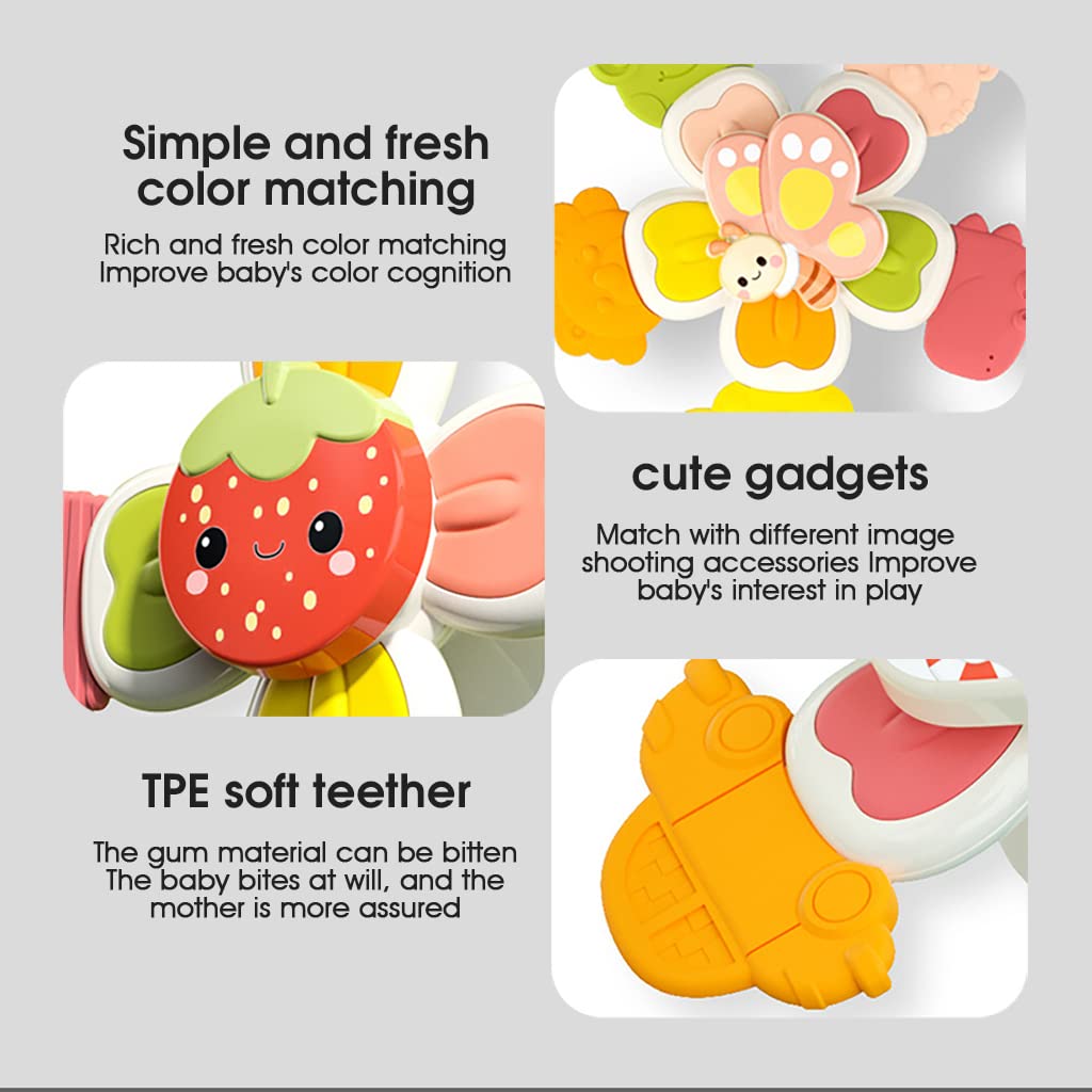 PATPAT Baby Bath Toys Set for Toddlers with Suction Cup and Spinning Design | 4pcs Sensory Gift