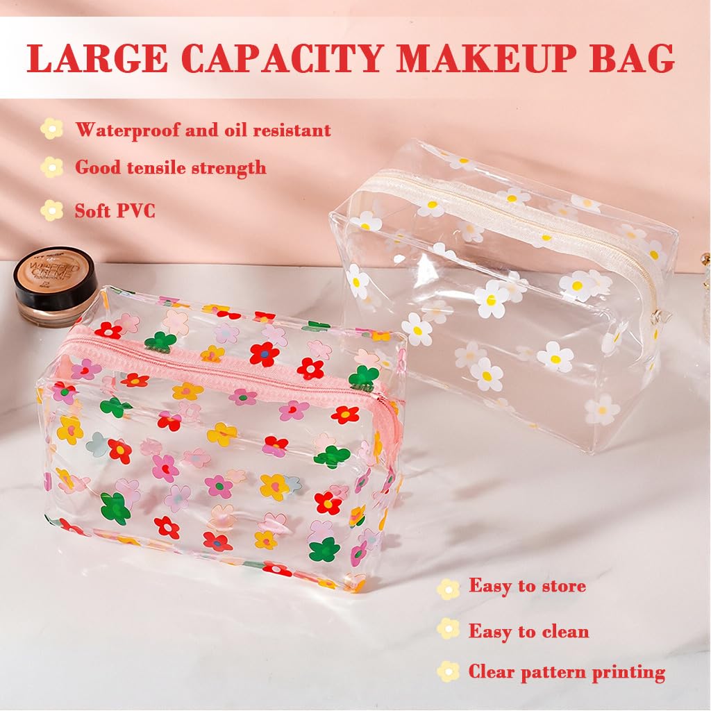 MAYCREATE Waterproof Zipper Pouch Bags for Travel and Daily Use with Floral Prints 18x9x9cm