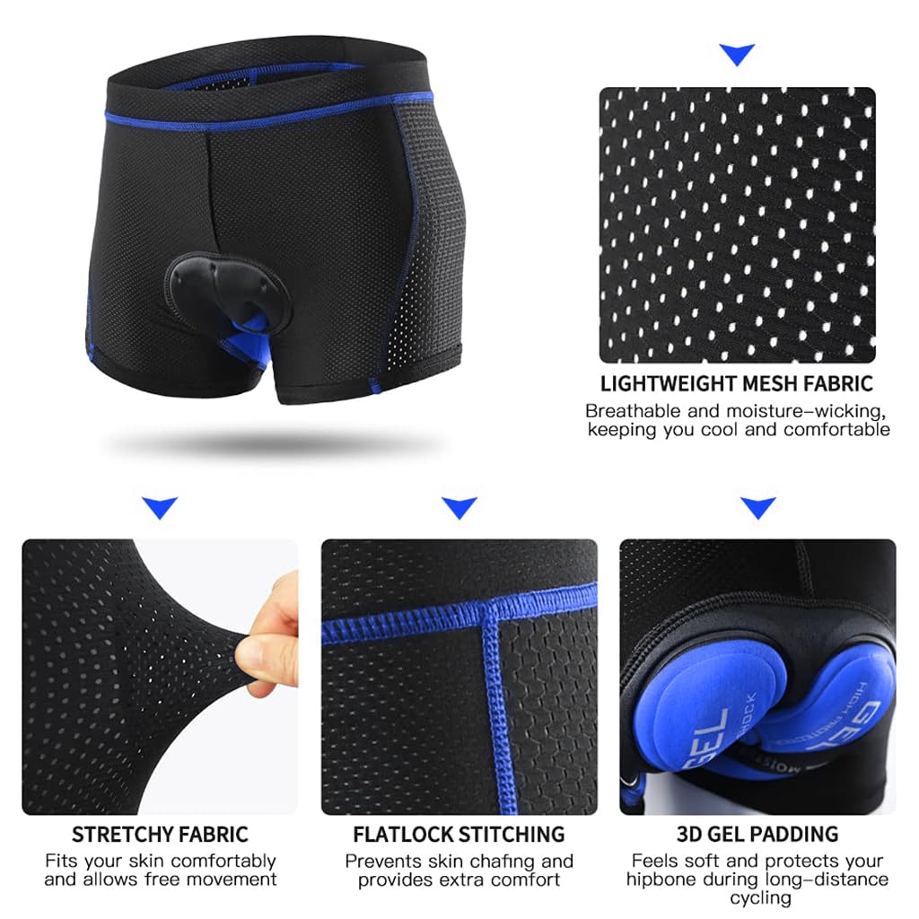 PROBEROS Men's Cycling Shorts for Long Rides featuring 3D Padded Cushion & Quick Dry Fabric