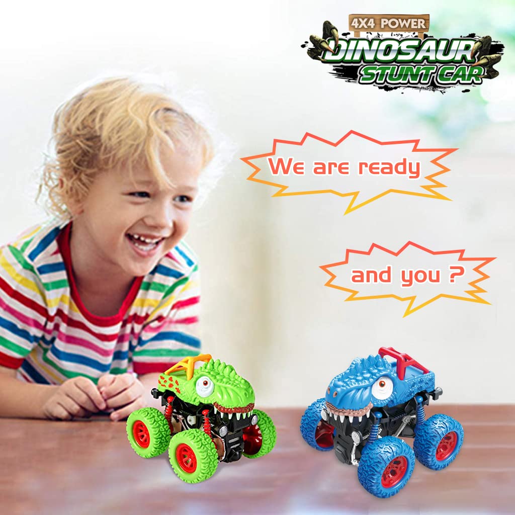 PATPAT® Dinosaur Toys Pull Back Cars for Kids, Monster Truck Car Toys for Kids, Cool Dinosaur Car Toy for 2-5 Year Old Boys & Girls, Truck Toys Vehicle Toys for Boys, Birthday Gift for Kids(Blue)