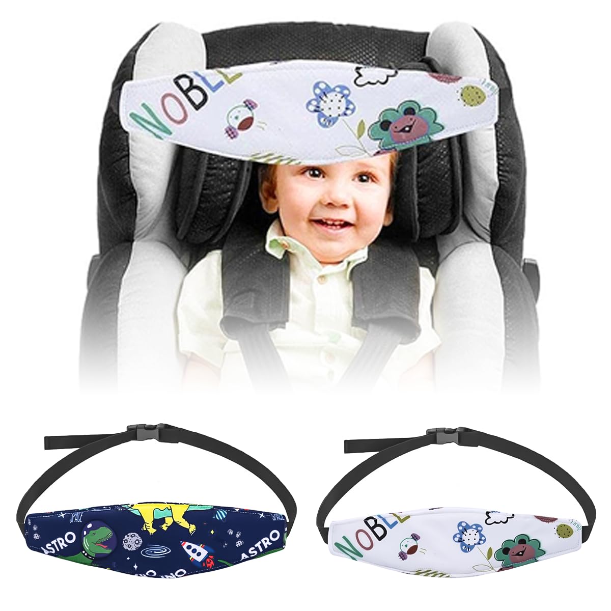 SNOWIE SOFT Baby Head Support for Car Seat with Quick Release Buckle | 2Pcs Cotton Strap