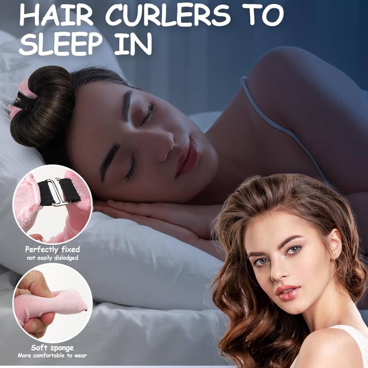 HANNEA Heatless Hair Curler for Overnight Styling with Dual Hook Rods 9PCS 25cm Pink | Soft Satin Velvet Curls