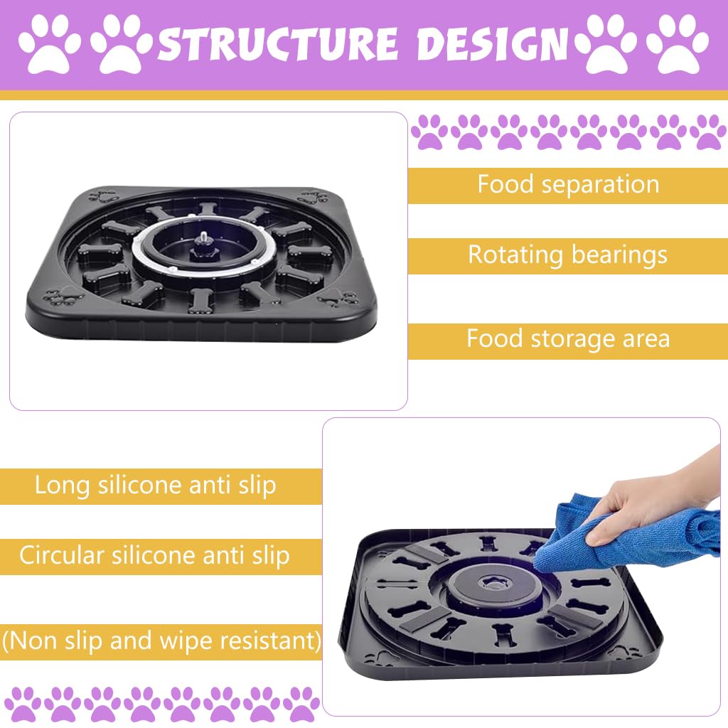 Qpets® Dog Slow Feeder 2 in 1 Dog Slow Feeder Rotating Grinding Disc Dog Toy Foodgrade Plastic Dog Slow Feeder Disc Dog Slow Eating Training Disc with Rough Grinding Lid for Nail Grinding