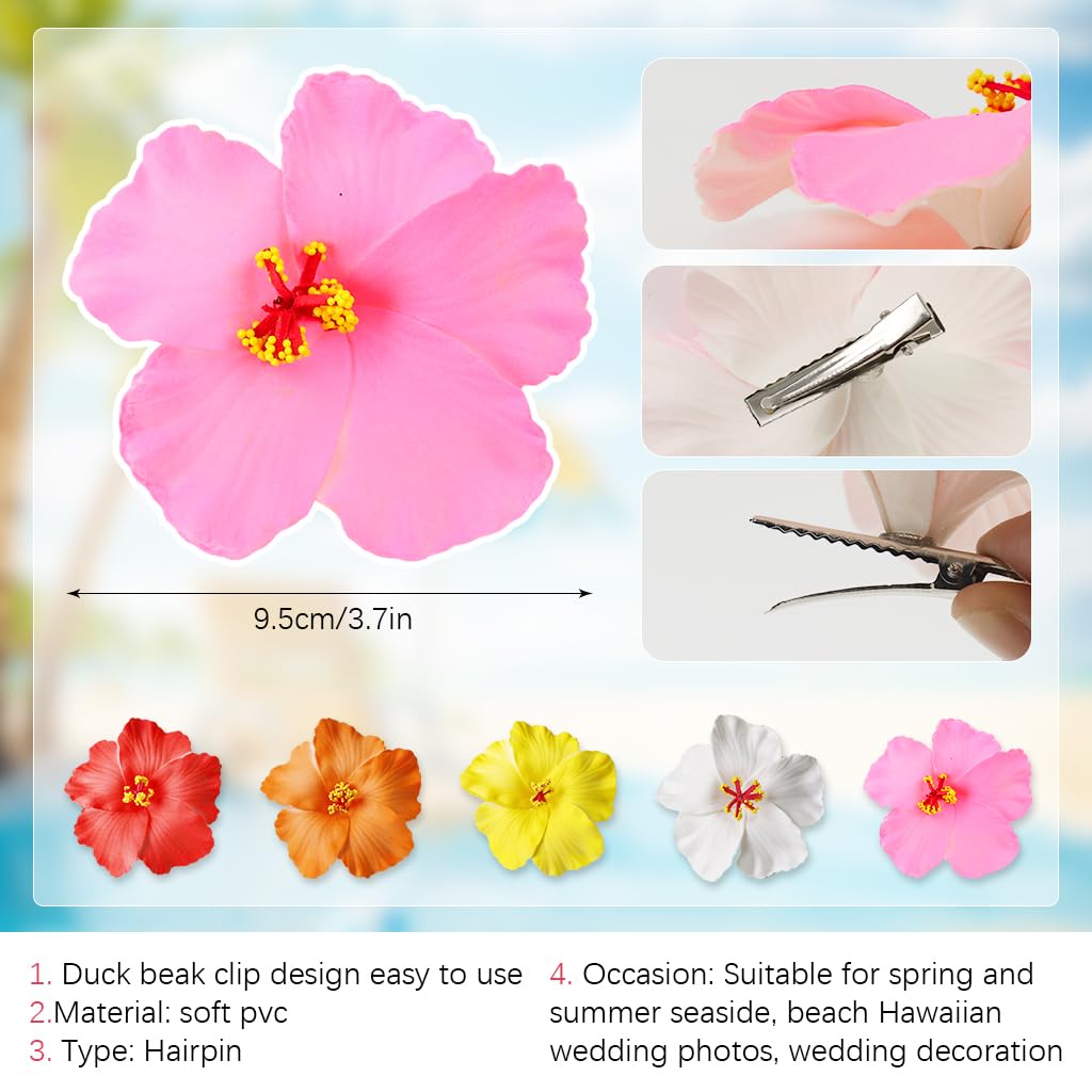 MAYCREATE Flower Hair Clips for Women featuring 5pcs 3.7 in Fabric Blooms | Beach Styling Accessory