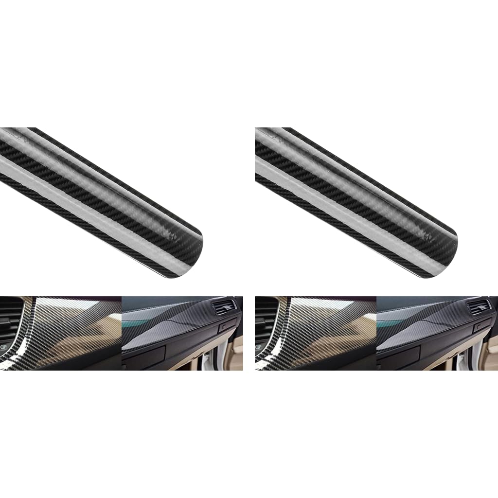 STHIRA Gloss Carbon Fiber Car Wrap Film 30x152 cm 2 PCS with UV Resistant Peel Stick Design