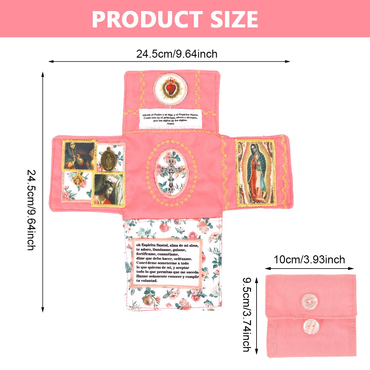 HASTHIP Prayer Quilt Pocket for Daily Devotions with Virgin Mary and Jesus Imagery | Portable Fabric Shrine for Christian Reflection