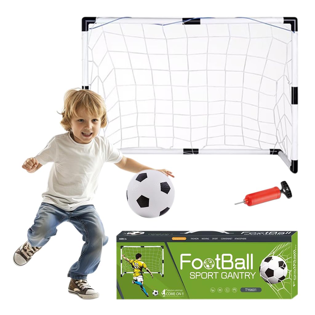 Proberos® Mini Football Goal for Kids with Pump and Ball Set Toddler Football Goal Net Kids Goal Post Weather Resistant Sturdy PVC Easy Assembly Indoor