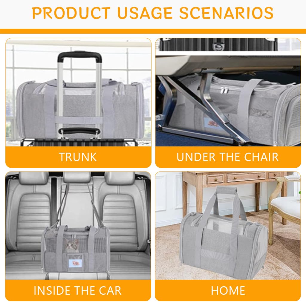 Qpets Cat Carrier Bag for Travel featuring Dual Access Mesh Ventilation and 43X30X28cm Size