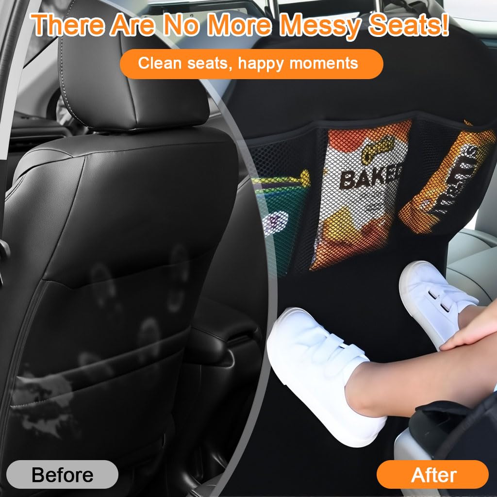 STHIRA Car Back Seat Organizer for Kids & Pets with 3 Mesh Pockets | 2Pcs Waterproof Cover