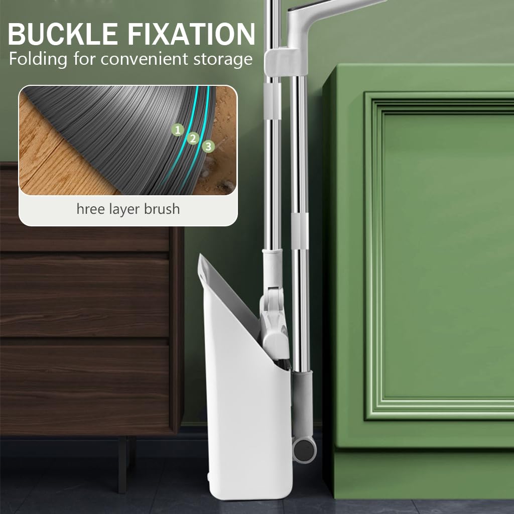 Supvox 3 in 1 Broom and Dustpan Set for Home Cleaning with Self Cleaning Teeth | Upright Storage