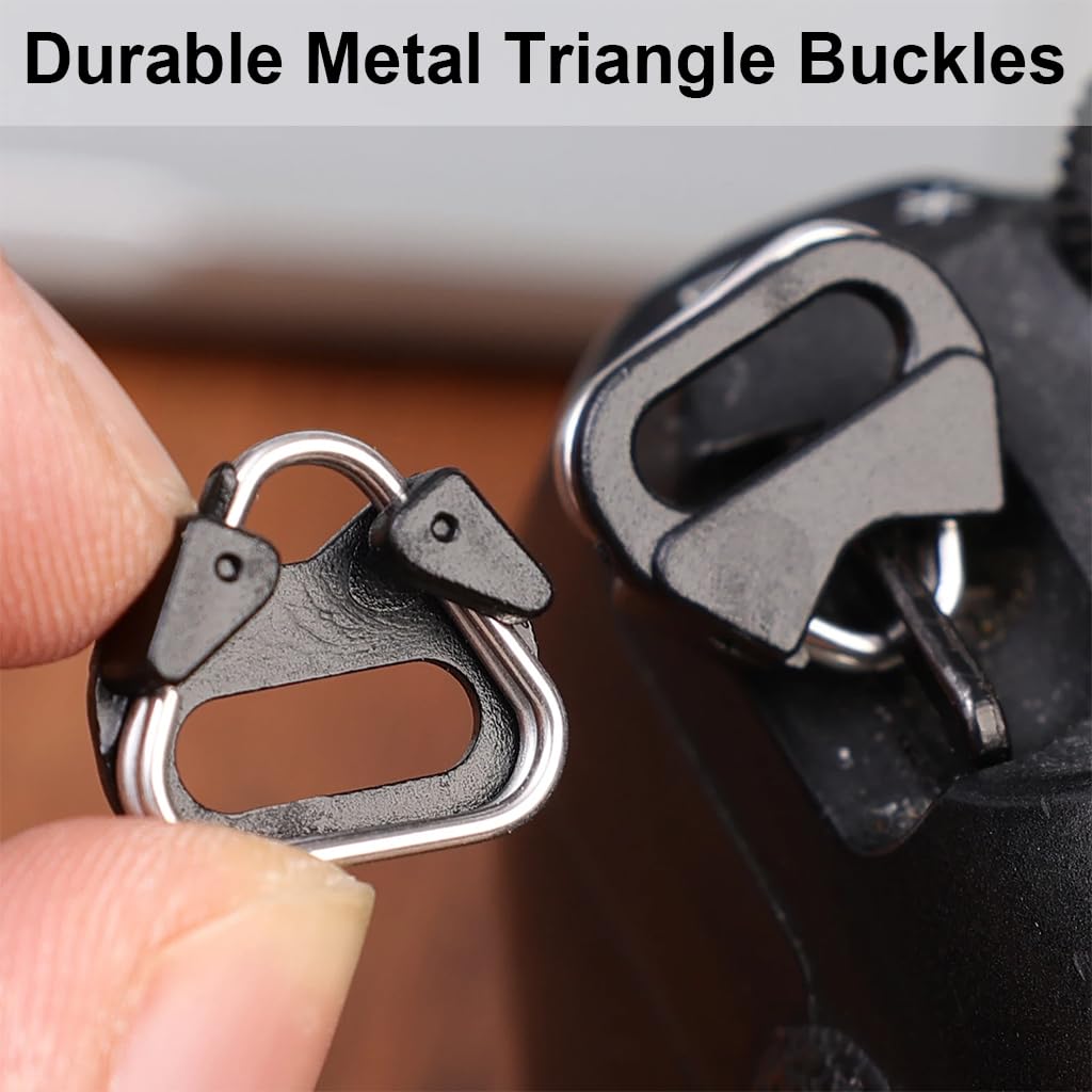 ZORBES Camera Strap Triangle Buckles for Shoulder Strap with ABS Plastic Caps | 4Pcs Stainless Steel Connectors