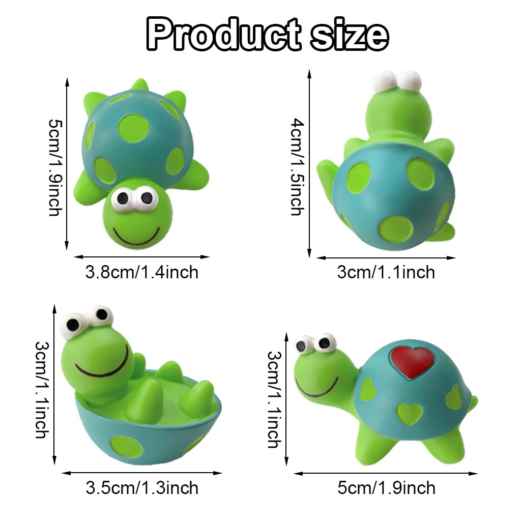 Zibuyu Mini Resin Turtle Figurines for Car Dashboard and Desk Display | 4 Pcs Cute Ornament Set