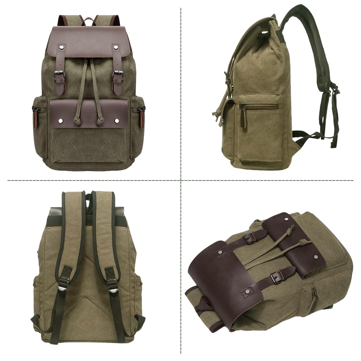 ZIBUYU Travel Bag for Men featuring 15.6 inch laptop compartment with drawstring closure and sustainable canvas