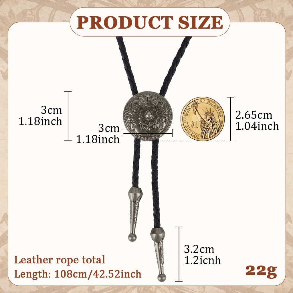 GUSTAVE Necklace for Men featuring Embossed Flower Pendant with Leather Rope Chain | Unisex Punk Accessory for Party and Concert Wear