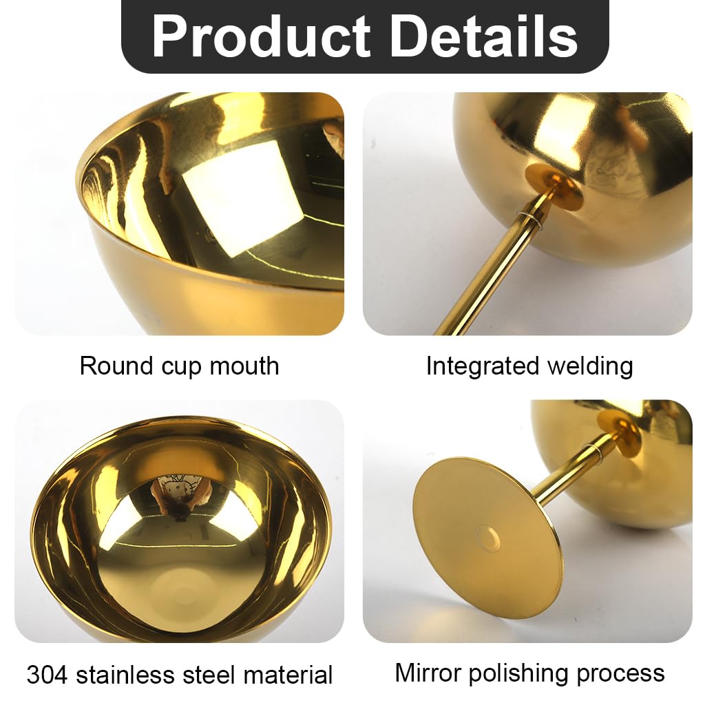 Supvox Ice Cream Bowl 200 ml for Desserts and Snacks featuring Golden Finish Stainless Steel | Easy to Clean Tableware