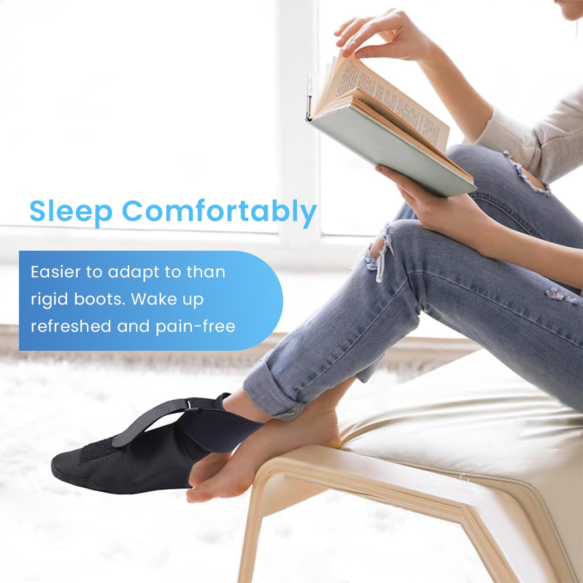 HANNEA Ankle Foot Orthosis for Foot Drop with Adjustable Belt and Anti Slip Sole | 25.2cm Fit