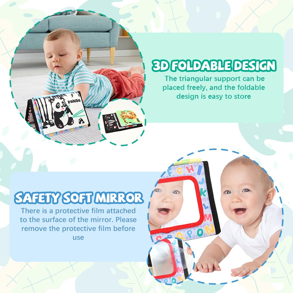SNOWIE SOFT Baby Cloth Book for 0–3 Years with Mirror and 3D Animal Pages | 3PCS Set
