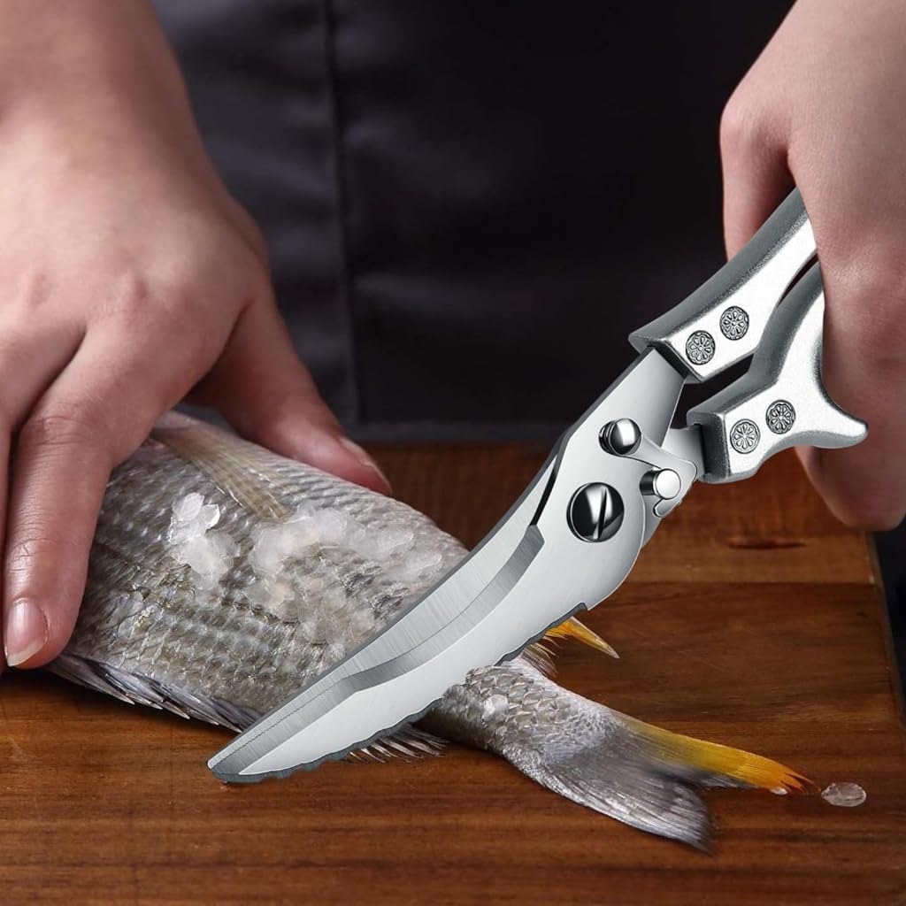 Supvox Kitchen Shears for Meat and Vegetables with Ergonomic Anti Slip Grip | Stainless Steel 3 in 1 Utility Scissors