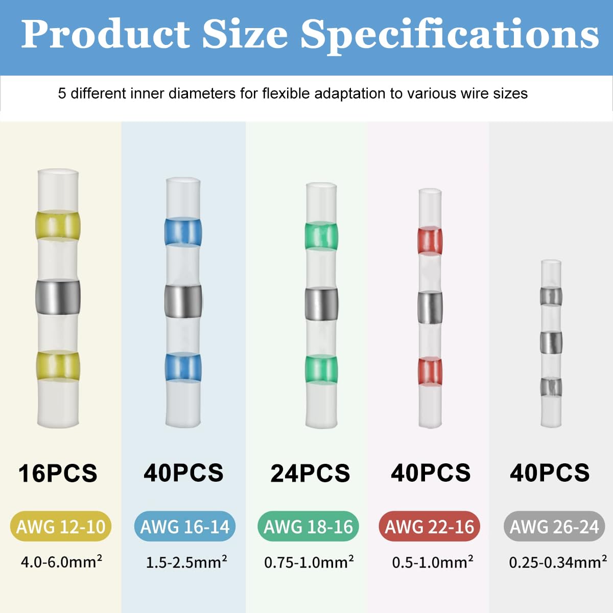 Serplex® 160Pcs Solder Seal Wire Connectors Kit Heat Shrink Solder Wire Connectors Solder Sleeve Waterproof Insulated Electrical Connectors Butt Splice for Marine Automotive Trailer RV Boat Truck