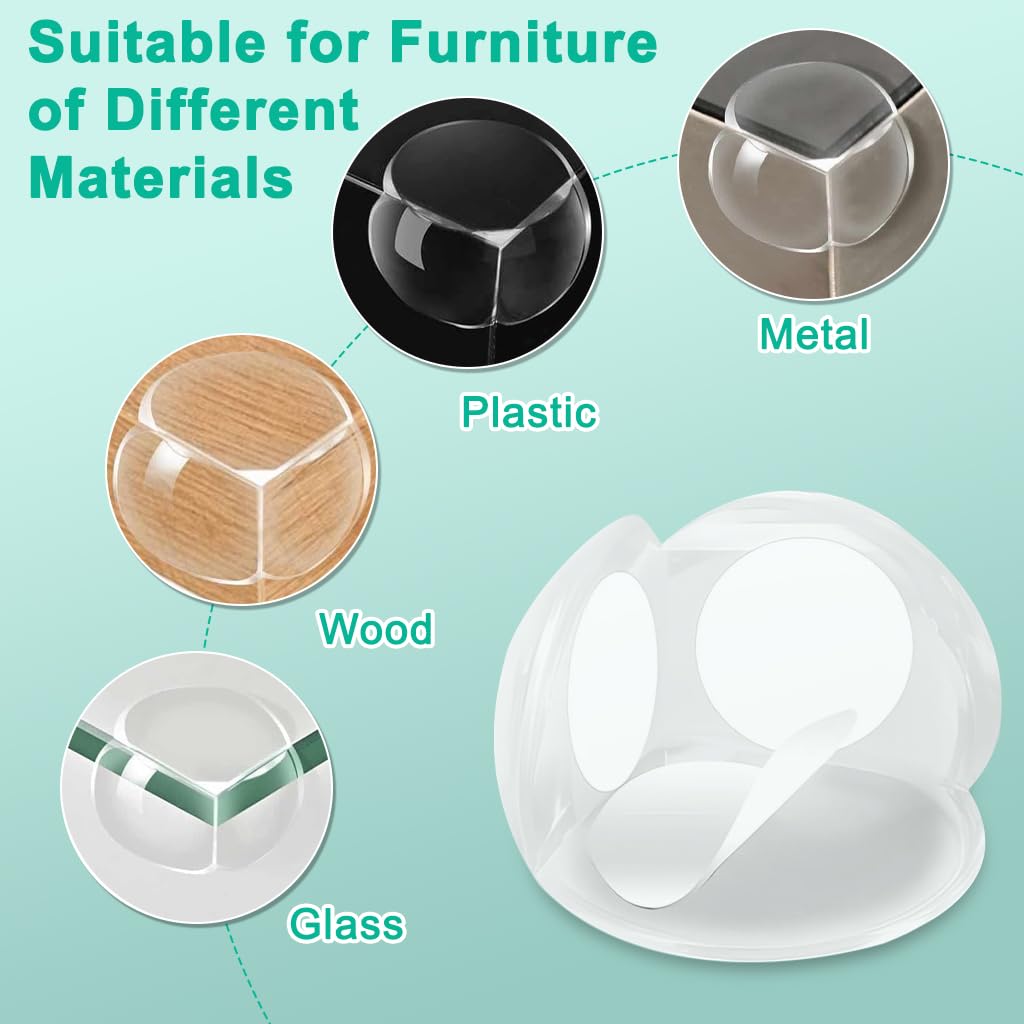 ZIBUYU Spherical Baby Corner Protectors for Tables and Furniture | Clear 12 Pack Easy Install Guards