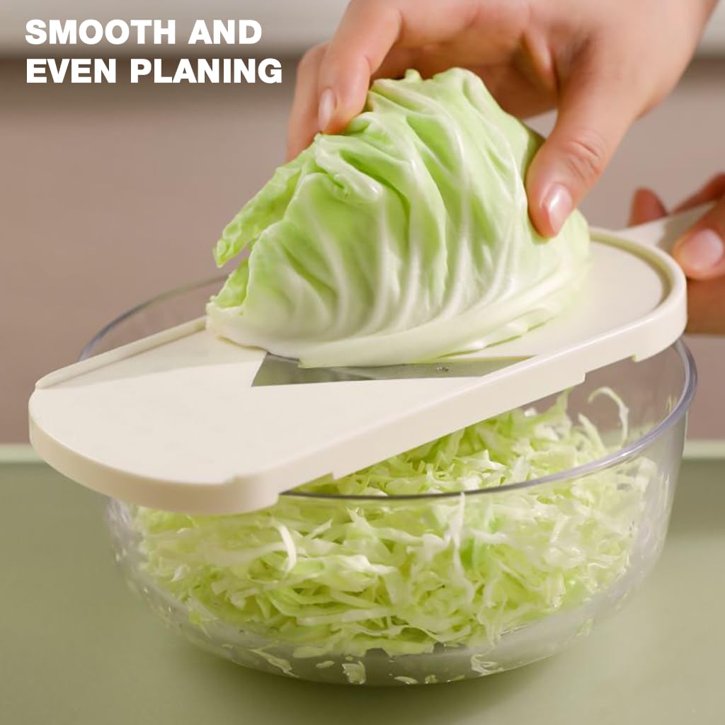 ZIBUYU Stainless Steel Cabbage Slicer for Kitchen Use with V Shape Blade and Ergonomic Handle | Easy Cleaning Brush