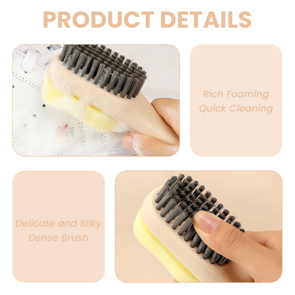 HASTHIP Shoe Scrubber Brush for Deep Cleaning with 2 in 1 Double Sided Scrubber and Sponge | Non Abrasive for Leather Shoes Sneakers and Boots