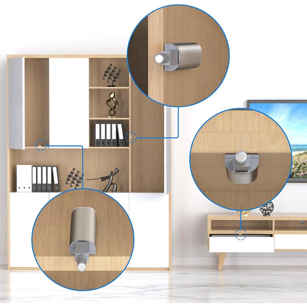 Serplex Soft Touch Latches for Handleless Furniture featuring Spring Loaded Push Mechanism | Stainless Steel Pack of 4