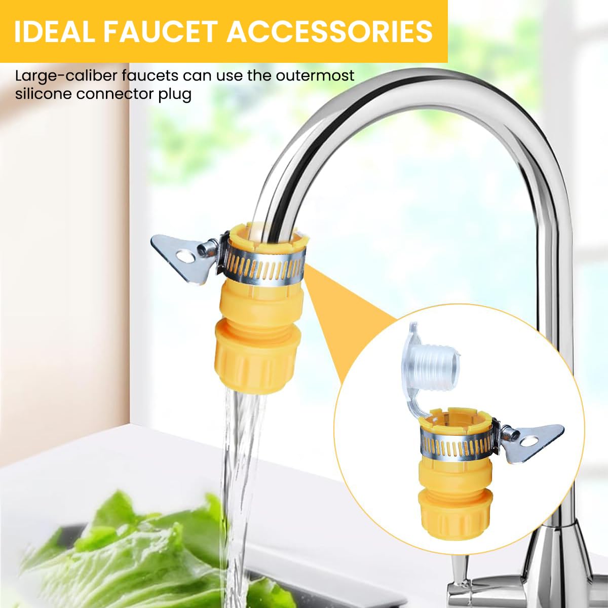 HASTHIP Hose Adapter for Faucet with 2 in 1 Universal Connector for 1/2 inch and 3/8 inch Fittings | 6PCS Set for Gardening and Household Use