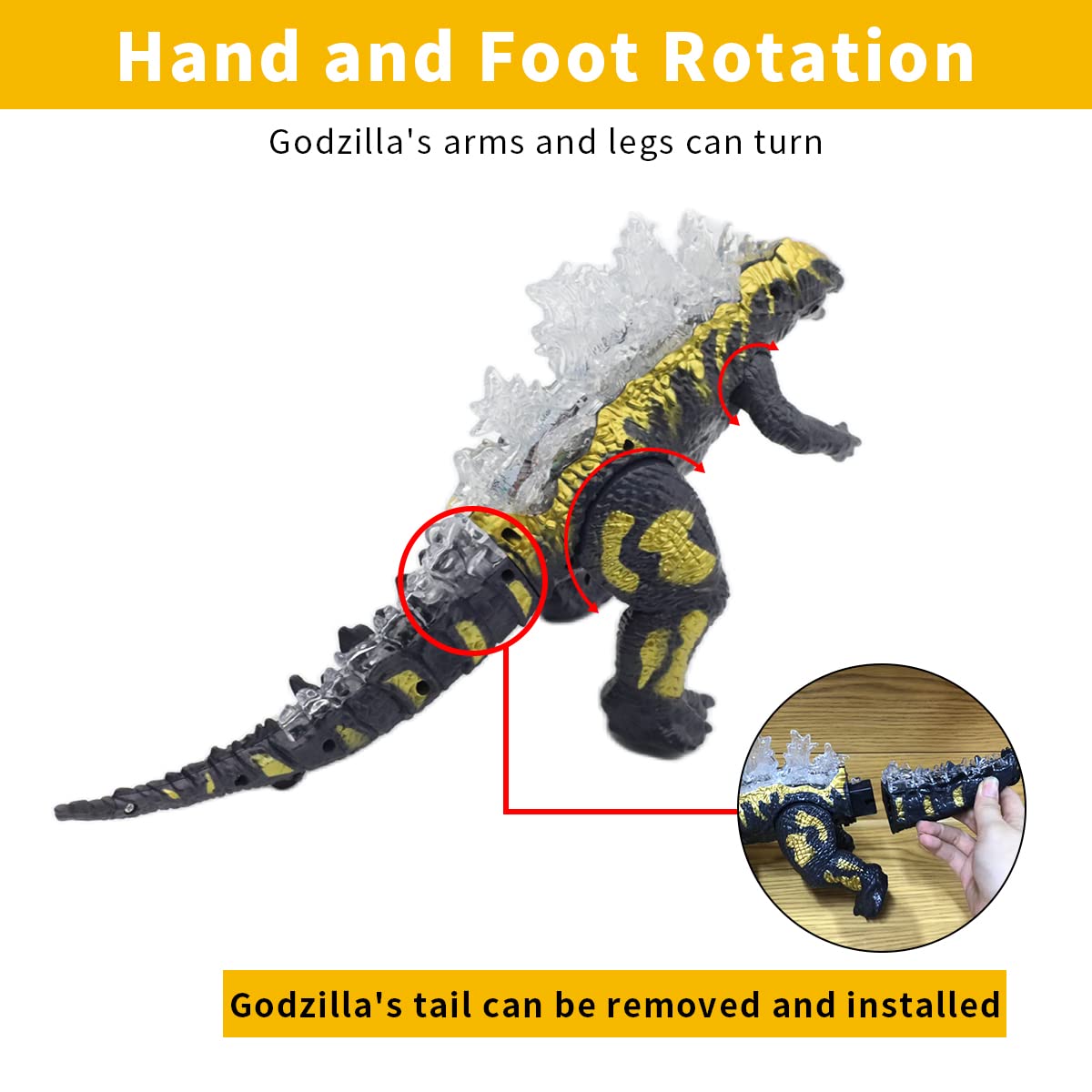 PATPAT Electric Godzilla Toy 14 in Model for Kids with Light Sound and Movable Tail | Vinyl Dinosaur Figure