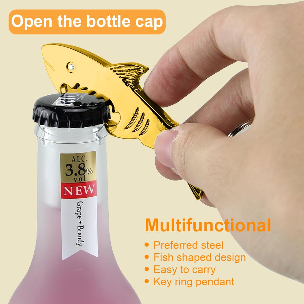 ZIBUYU Fish Shaped Bottle Opener for Keychain featuring Compact 2.5 in Design | 3PCS Set