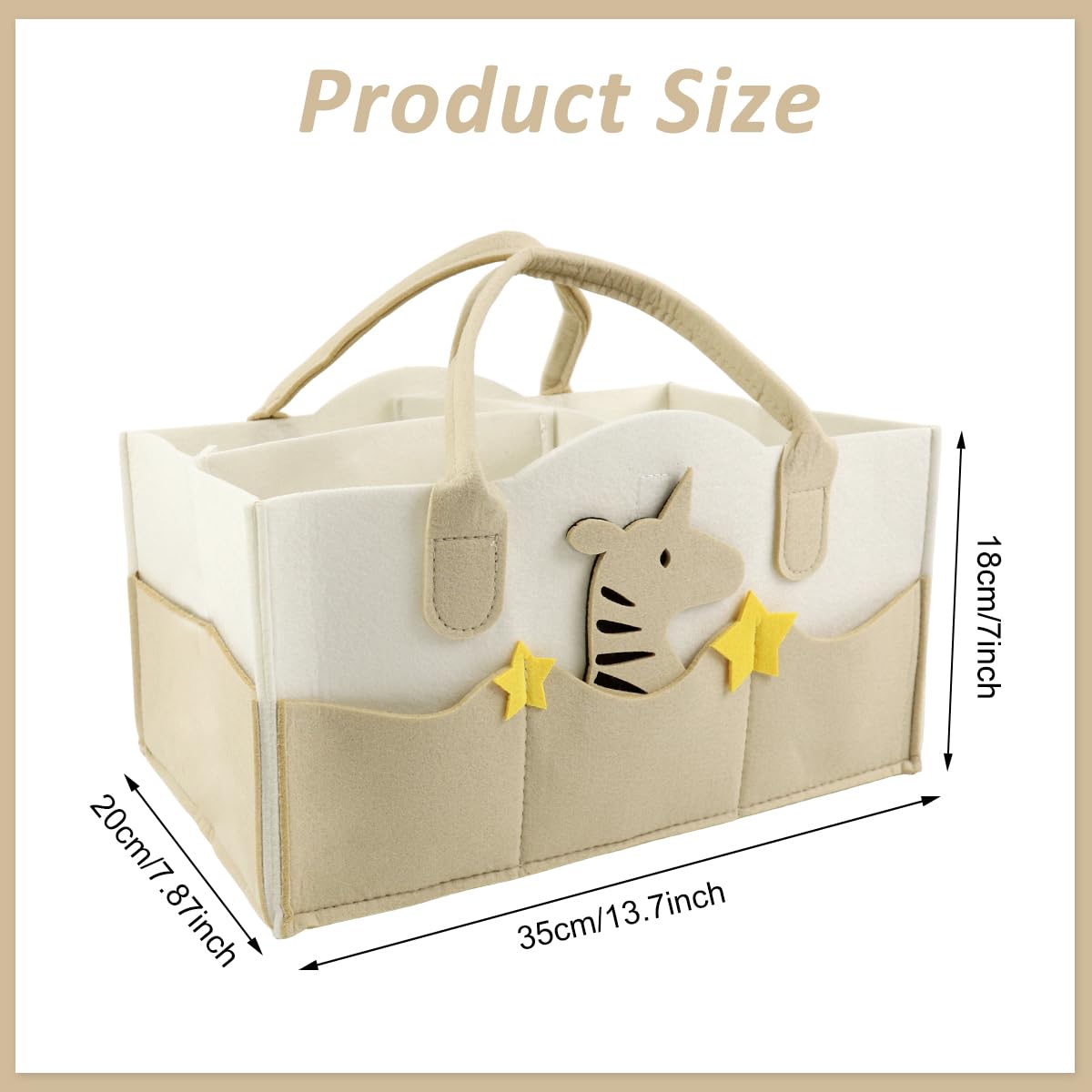 Zibuyu Baby Diaper Caddy Organizer with Multi Compartments and Felt Handle | Portable Nursery Storage Basket