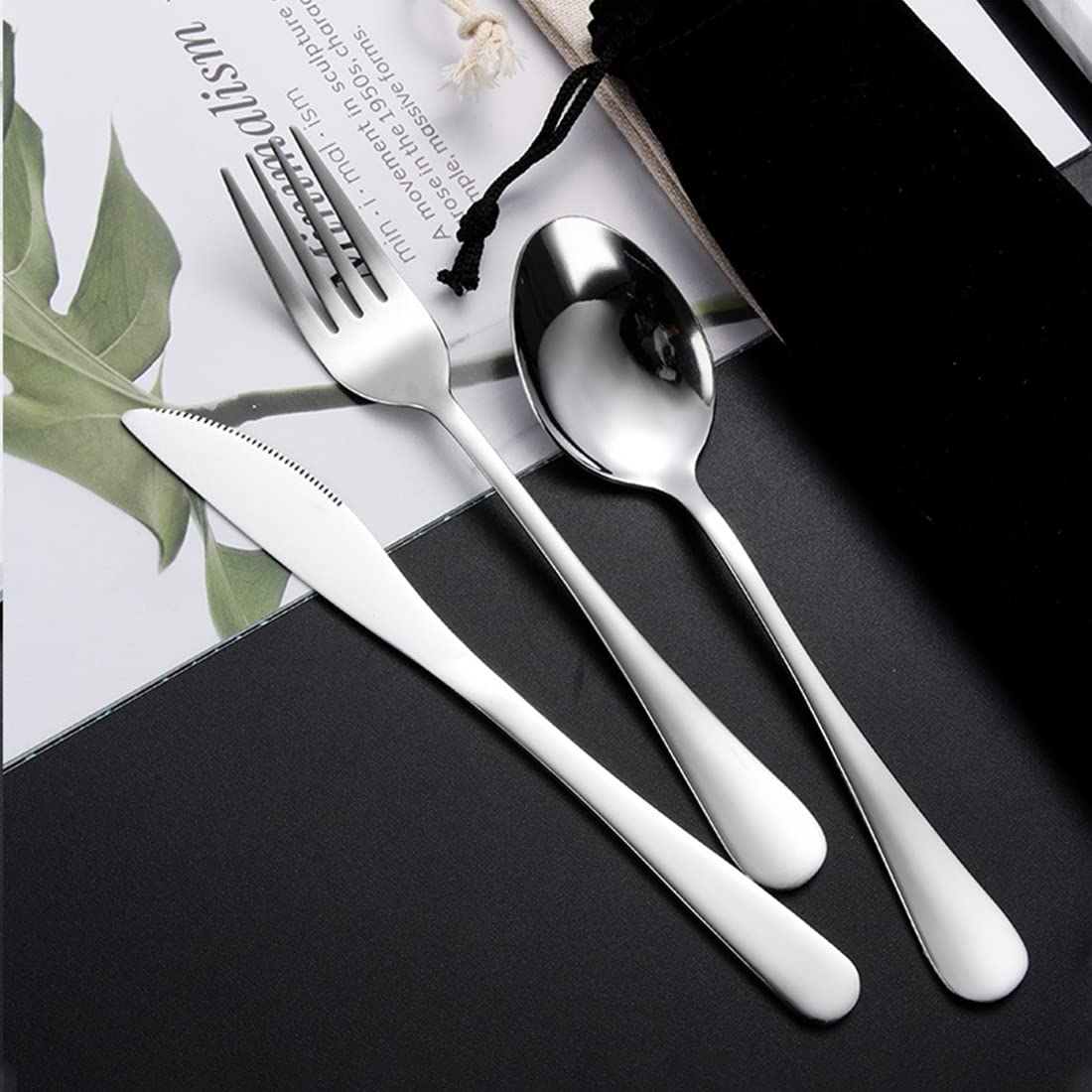 HASTHIP Cutlery Set for Travel with Portable Case and 8 Reusable 410 Stainless Steel Utensils