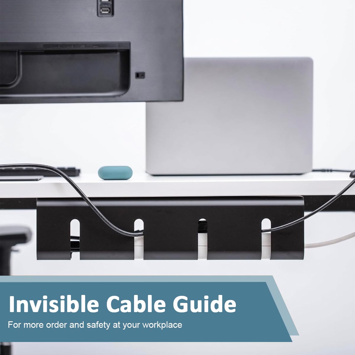 Serplex Under Desk Cable Organizer for Home Office with Self Adhesive Tray 15.75x3.94x4.72 in