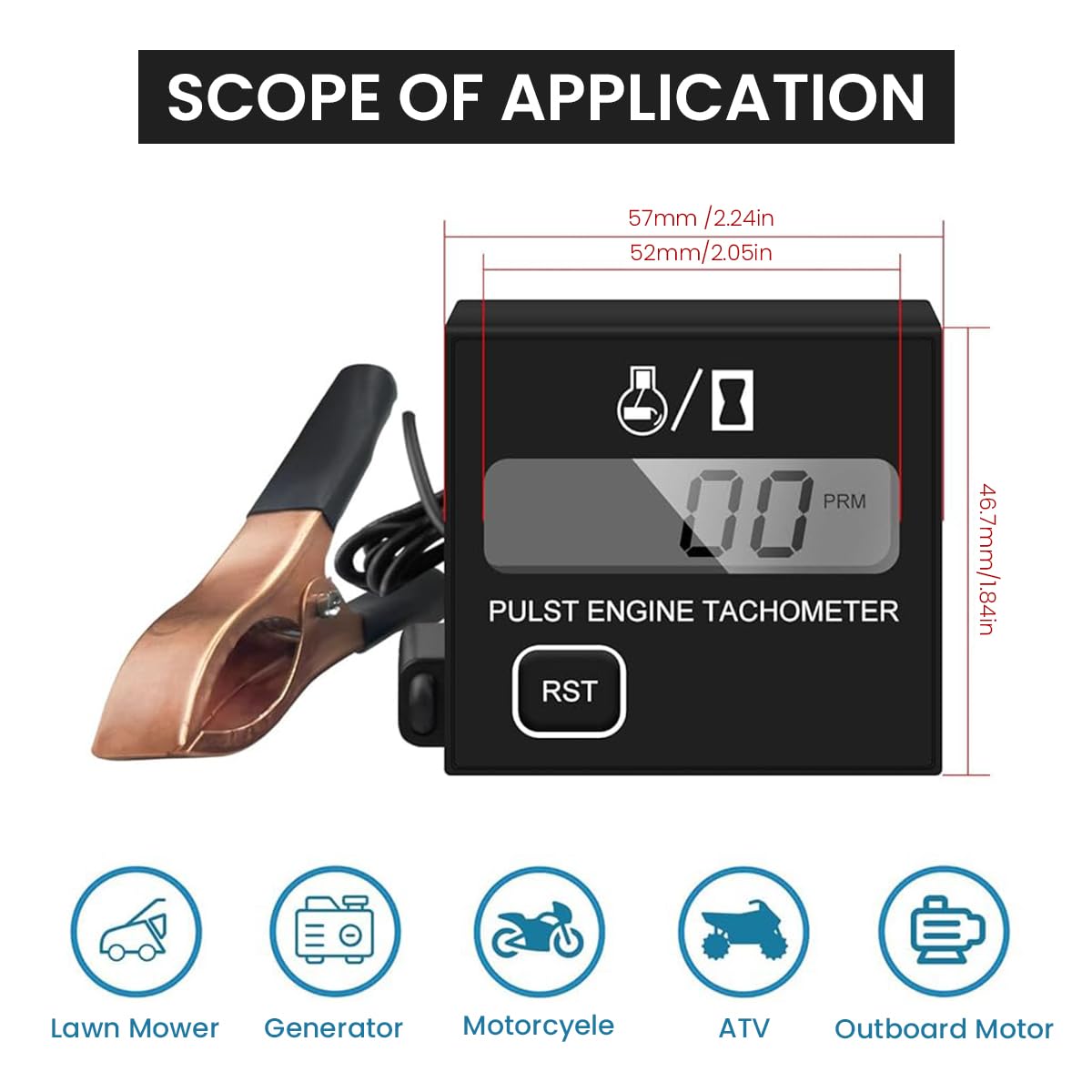 Serplex RPM Meter Digital Tachometer for Engines with LCD Display and Button Control | Portable Waterproof Design