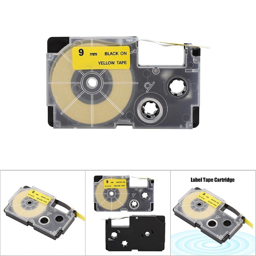 ZIBUYU Label Tape for Casio KL Series with Waterproof Fade-Resistant 9mm Yellow Roll | 8m