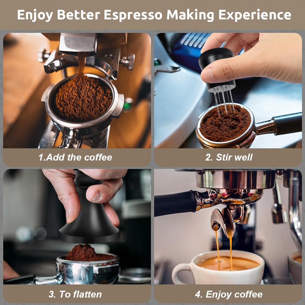 Supvox Espresso Tamper 51mm for Coffee Making with Hidden Needle Distributor and Ergonomic Handle