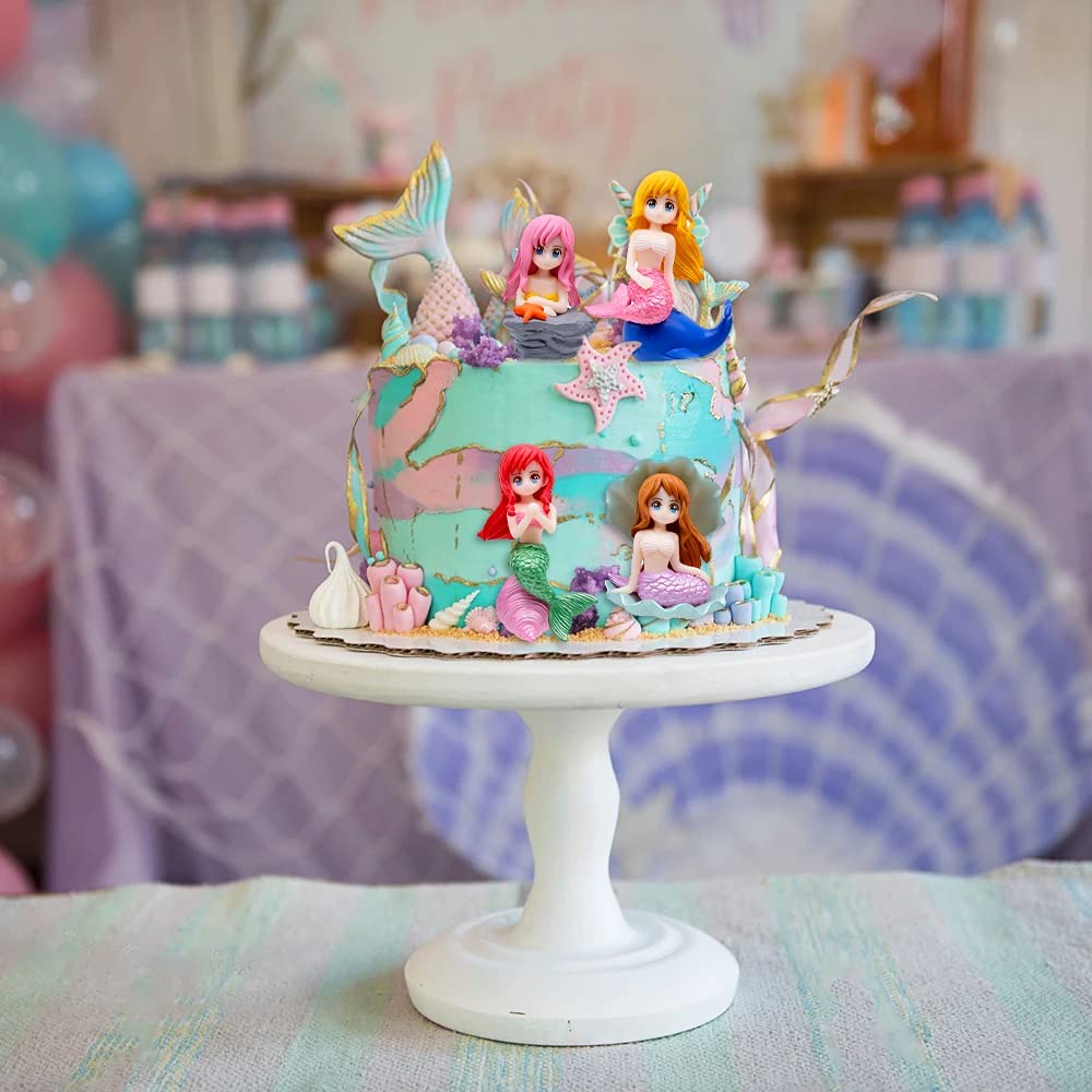 PATPAT Plastic Cake Toppers for Miniature Mermaid Garden featuring 4 Styles and Multi Colour | 2.6x2in Figurines