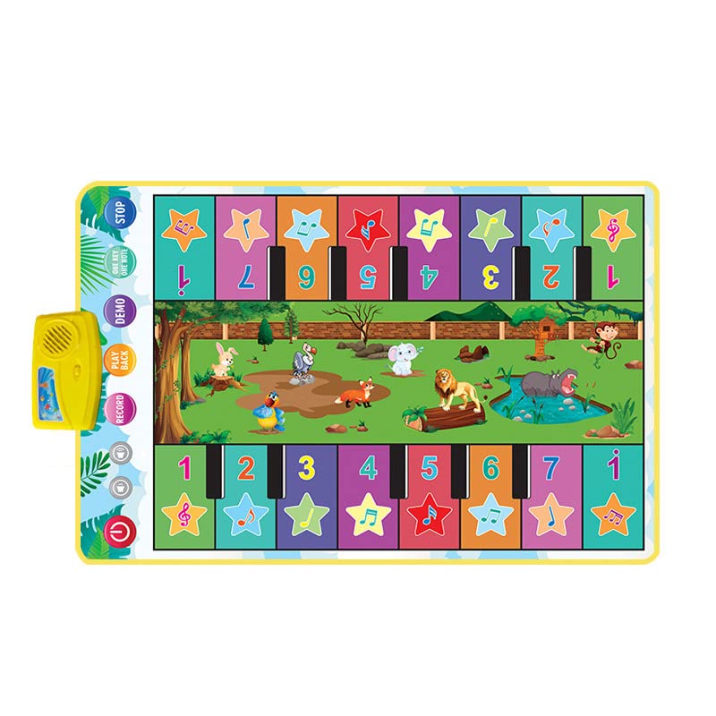 PATPAT® Musical Mat for Kids, 36'' x 24'' Dual-Row Keyboard Floor Piano Mat with 16 Keys & 8 Instrument Sounds, Musical Mat Early Educational Toys Gifts for 2/3/4/5/6 Year Old Boys Girls