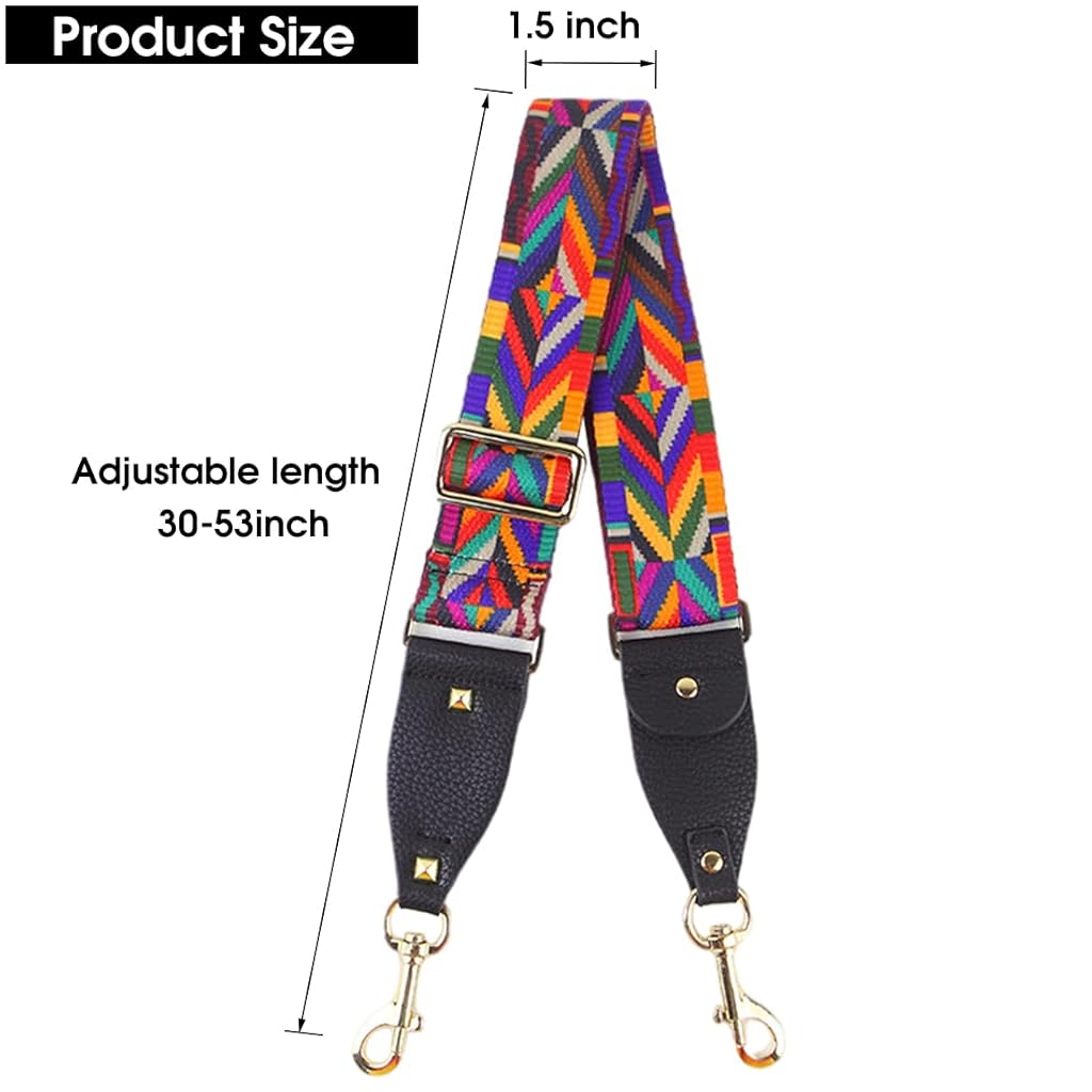 GUSTAVE Canvas Crossbody Strap for Handbag and Travel Bag with 30–53 in Adjustable Length | Gold-Tone Clip Attachments and Geometric Pattern