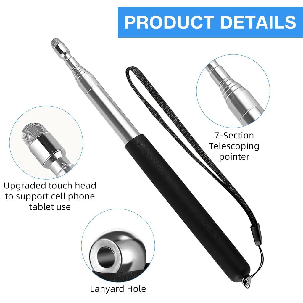 ZIBUYU Telescopic Teacher Pointer Stick for Presentations up to 1 m with Ergonomic Lanyard | Portable Tool for Educators